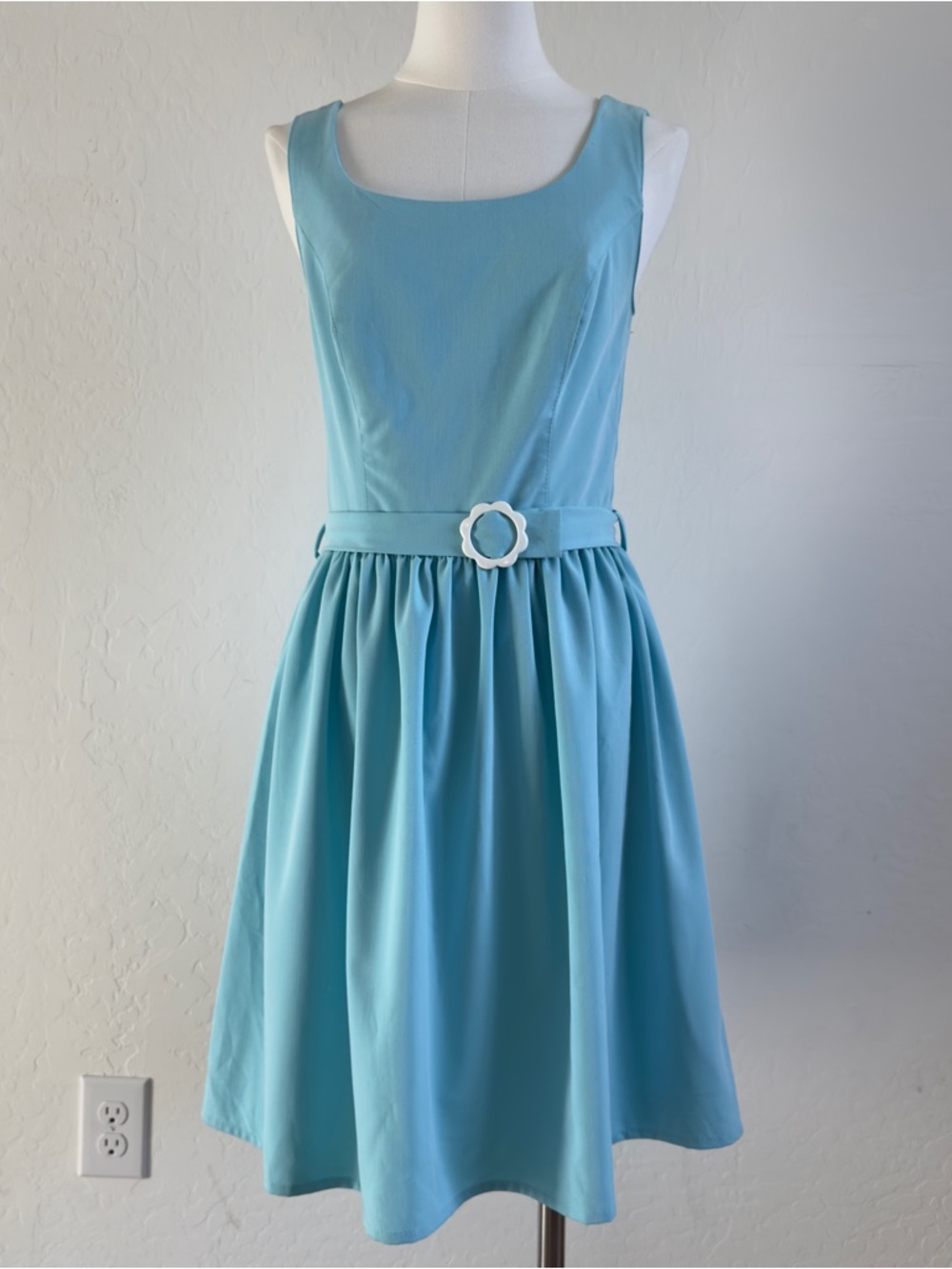 Rocksteady Vintage-Inspired Light Blue Belted Sundress